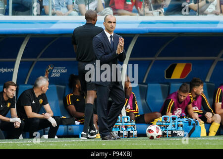 Saint-pétersbourg, Russie, 14 juillet 2018. Belgique Manager Roberto Martinez pendant la Coupe du Monde FIFA 2018 la troisième place match Play-Off entre la Belgique et l'Angleterre à Saint Petersbourg Stadium le 14 juillet 2018 à Saint-Pétersbourg, en Russie. (Photo de Daniel Chesterton/phcimages.com) : PHC Crédit Images/Alamy Live News Banque D'Images