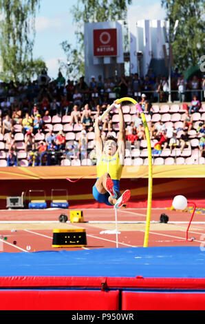 Tampere, Finlande. 14 juillet 2018. ARMAND DUPLANTIS de Suède gagner perche sur les Championnats du Monde U20 Championship Tampere, Finlande, 14 juillet 2018. Crédit : Denys/Kuvaiev Alamy Live News Banque D'Images