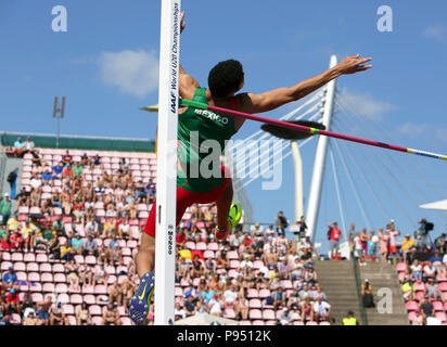 Tampere, Finlande. 14 juillet 2018. ROBERTO VILCHES du Mexique et ANTONIOS MERLOS de Grèce remporte le saut en hauteur sur des événements Championnats du Monde U20 Championship Tampere, Finlande, 14 juillet 2018. Crédit : Denys/Kuvaiev Alamy Live News Banque D'Images