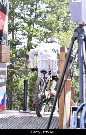 Vallnord, La Massana, Andorre. 14 juillet 2018. Qualification en descente , sesion, UCI Coupe du Monde de vélo de montagne, Andorre Vallnord. 14/07/2018 Credit : Martin Silva Cosentino / Alamy Live News Banque D'Images