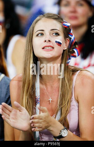 Sochi, Russie. 7 juillet, 2018. Football/soccer fan de la Russie : la Russie Coupe du Monde 2018 match entre la Russie 2-2 Croatie au Stade Olympique Fisht, à Sochi en Russie . Credit : Mutsu KAWAMORI/AFLO/Alamy Live News Banque D'Images