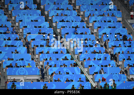 Saint-pétersbourg, Russie. 14 juillet, 2018. Rapport de l'objet. Tribunes des médias, journalistes, médias Belgique (BEL) - Angleterre (FRA) 2-0, match 63, match pour la 3e place, le 07/14/2018 à Saint Petersburg, Saint Petersburg, arène de la Coupe du Monde de Football 2018 en Russie à partir de la 14.06. - 15.07.2018. Utilisation dans le monde entier | Credit : dpa/Alamy Live News Banque D'Images