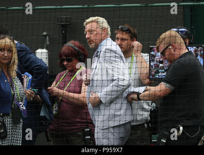 Londres, Royaume-Uni. 14 juillet 2018. Boris Becker finale dames, Jour 12, les Championnats de tennis de Wimbledon Wimbledon, Londres, le 14 juillet 2018. Crédit : Paul Marriott/Alamy Live News Banque D'Images