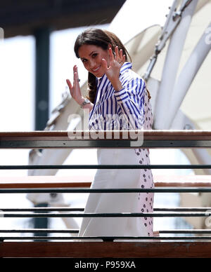 Londres, Royaume-Uni. 14 juillet 2018. Meghan Markle, duchesse de Sussex, arrive à Wimbledon en finale dames, Jour 12, les Championnats de tennis de Wimbledon Wimbledon, Londres, le 14 juillet 2018. Crédit : Paul Marriott/Alamy Live News Banque D'Images