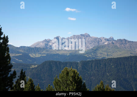 Le Rosengarten Gruppe et Naturpark Sciliar- Rosengarten du Rasciesa au-dessus de la Val Gardena Dolomites Italie été Banque D'Images