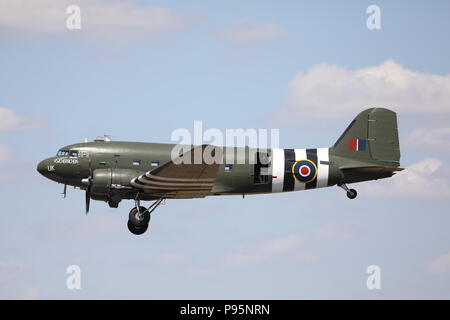 Dakota Douglas RAF Fairford III RIAT Dimanche 15 Juillet 2018 DC3 Avion militaire Royal International Air Tattoo RAF100 C-47 Skytrain ZA947 Banque D'Images