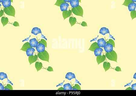 Gloire du matin bleu sur fond jaune transparente. Vector Illustration. Illustration de Vecteur