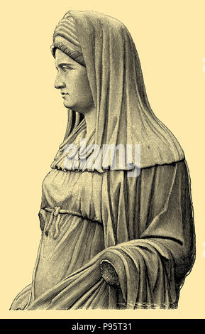 Buste de vestal au Forum Romain à Rome, 1899 Banque D'Images