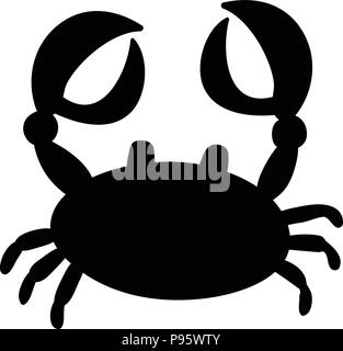 Vector illustration silhouette noire de crabe ou icône cancer isolé sur fond blanc. Illustration de Vecteur