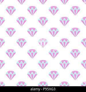 De simples cristaux de diamants de couleur pastel sur fond blanc motif transparent, vector Illustration de Vecteur