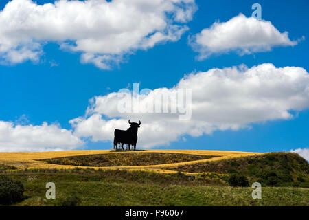 Toro de Osborne, Osborne's Bull, panneau publicitaire près de Malaga, Andalousie, Espagne Banque D'Images