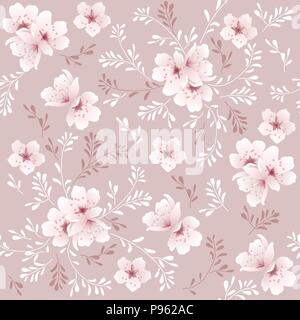 Vector floral background transparent avec motif fleur de cerisier Illustration de Vecteur