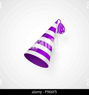 Anniversaire violet hat avec bandes de texture. Vector illustration isolé sur fond blanc Illustration de Vecteur