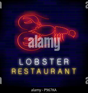 Restaurant Homard Neon Sign Illustration de Vecteur
