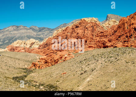 Les prairies et les montagnes dans le Red Rock Canyon National Conservation Area, dans la banlieue de Las Vegas, Nevada. Banque D'Images