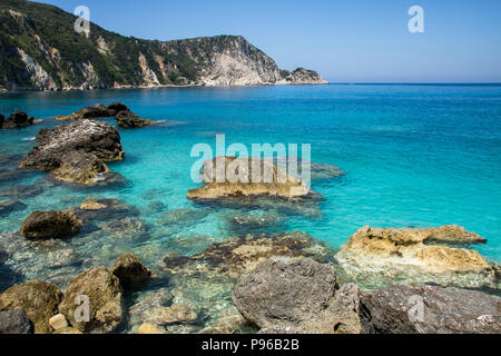 Plage de Petani, Céphalonie Céphalonie (île), Grèce Banque D'Images