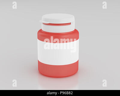 Ces médicaments contenant pour la nutrition dans le sport ou les drogues isolé sur fond blanc : chemin de détourage. Blank red peut immersive. 3D render Banque D'Images