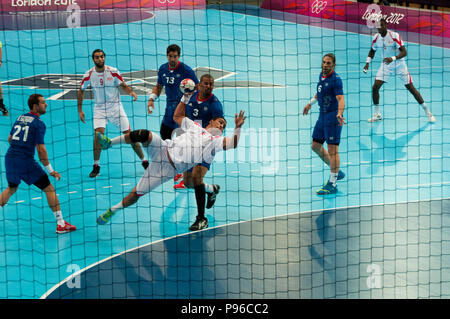 Handball en salle pour hommes dans la Copper Box Arena pendant les Jeux Olympiques de Londres 2012 Banque D'Images