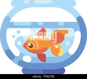 Fish Tank télévision icône. Aquarium poisson rouge ronde avec télévision illustration. Illustration de Vecteur