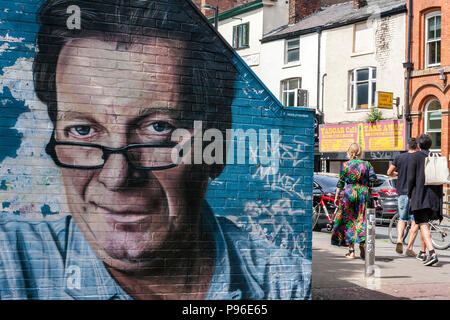 Tony Wilson, murale, Manchester Northern Quarter Banque D'Images