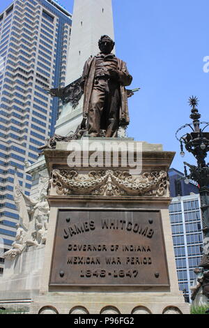 James Whitcomb, Gouverneur de l'Indiana au cours de la guerre du Mexique, au Monument aux soldats et marins en Monument Circle à Indianapolis, Indiana. Banque D'Images