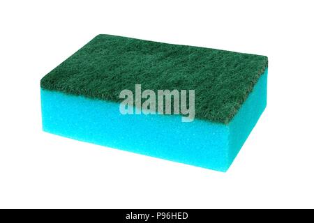 Éponge de nettoyage polyuréthane isolé sur fond blanc Banque D'Images