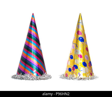 Party hat isolé sur le fond blanc, éléments de célébration du Nouvel an Banque D'Images