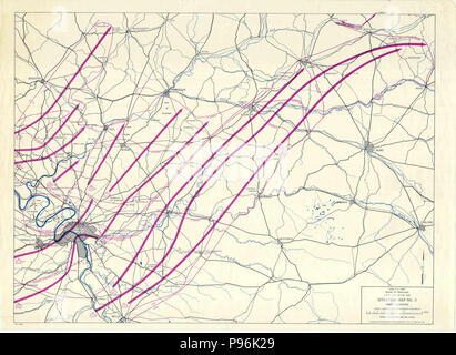 France Guerre mondiale Deux Map - Carte de Situation no 3 Paris - Soissons Premier rapport sur les opérations de l'armée américaine - 1 août 1944 - 22 Février 1945 Banque D'Images