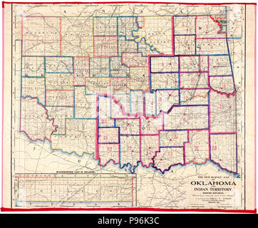 Carte d'enquête de l'Oklahoma et le territoire indien l'affichage des distances, des municipalités des villes et des bureaux de poste, publié par George Cram -1902 Banque D'Images