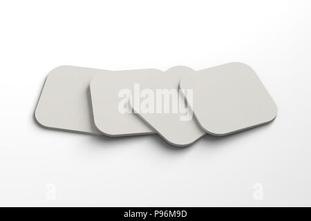 Sous-verres blancs. Isolé sur fond blanc.  : Chemin de détourage. 3D render Banque D'Images