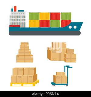 La logistique et la livraison de service l'icône l'envoi de fret avec des paquets isolé sur fond blanc. Service postal un design créatif. Télévision vecteur illustr Illustration de Vecteur