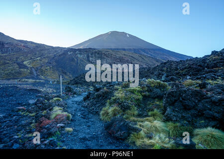 La randonnée alpine tongariro crossing, grassand Rocks, mont ngauruhoe cône au lever du soleil, Nouvelle-Zélande Banque D'Images