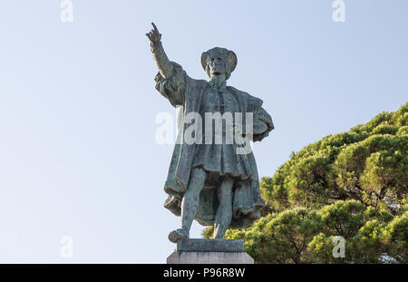 Monument à Christophe Colomb, province de Gênes Rapallo, Italie. Banque D'Images