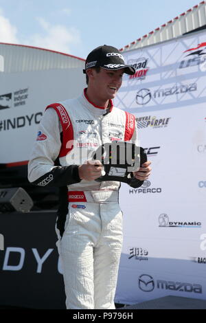 Toronto, Canada. 15 juillet 2018. Jour 3 au honda Indy Toronto Ontario Canada. Dans l'USF2000 race Kyle Kirkwood(8) a commencé en 5ème et a lutté pour remporter son 6ème course et 7ème de la saison. Igor Fraga(91) a terminé 2e et Rasmus Lindh(23) a terminé 3ème. Luc Durda/Alamy Live News Banque D'Images