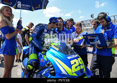 Sachsenring, Hohenstein-Ernstthal, Allemagne. 15 juillet, 2018. Le Grand Prix Moto d'Allemagne, RaceDay ; Andrea Iannone (Suzuki) : Action de Crédit Plus Sport/Alamy Live News Banque D'Images