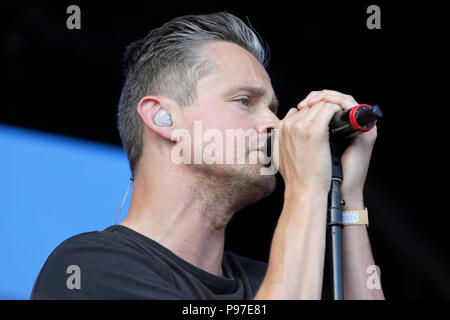 Londres, Royaume-Uni. 15 juillet 2018. Tom Chaplin joue sur la scène à l'heure d'été britannique Barclaycard Hyde Park à Hyde Park le 15 juillet 2018 à Londres, en Angleterre. Credit : Géorgie Taylor/Alamy Live News Banque D'Images