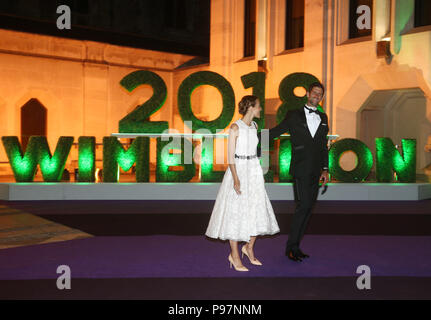 Novak Djokovic et épouse Jelena arriver au dîner des champions au Guildhall de la City de Londres. Banque D'Images