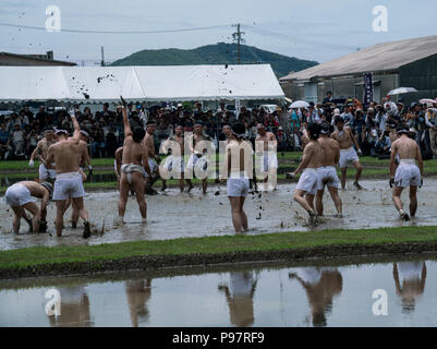 Au Japon, où le riz est considéré comme un don des dieux, la plantation est célébrée comme un événement sacré. N'Isobe Omita festival est organisé chaque année à proximité de sanctuaire d'Ise. Banque D'Images