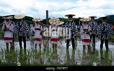 Au Japon, où le riz est considéré comme un don des dieux, la plantation est célébrée comme un événement sacré. N'Isobe Omita festival est organisé chaque année à proximité de sanctuaire d'Ise. Banque D'Images