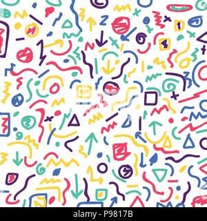 Les motifs dessinés à la main, motif à la frontière et les lignes sur fond blanc. Vector illustration Illustration de Vecteur