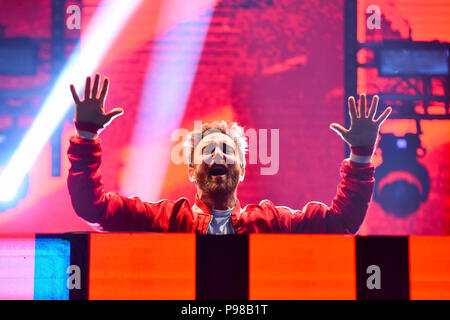 Novi Sad, Serbie. 15 juillet 2018. 15 Juillet 2018 France DJ David Guetta au festival Exit de la scène à l'Petrovaradian fortress Crédit : Nenad Mihajlovic/Alamy Live News Banque D'Images