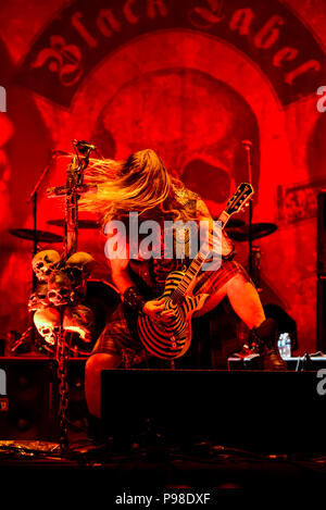 Mansfield, Ohio, le 15 juillet 2018, Zakk Wylde de Black Label Society sur scène à Inkarceration et d'heavy metal tatoo Festival, Crédit de photo : Ken Howard/Alamy Live News Banque D'Images