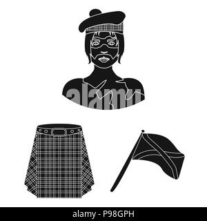 L'Ecosse Pays icônes noires dans set collection pour la conception. Tourisme, culture et tradition symbole vecteur illustration de stock. Illustration de Vecteur