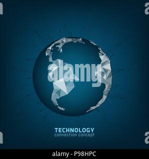 Global concept avec la technologie de connexion de données numériques de la planète. Illustration de Vecteur