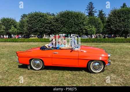 Fans à Skoda, Felicia Fun convertible, les années 60, voiture de vétéran, République tchèque, Europe Banque D'Images