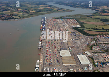 Photographie aérienne du port de Felixstowe Banque D'Images