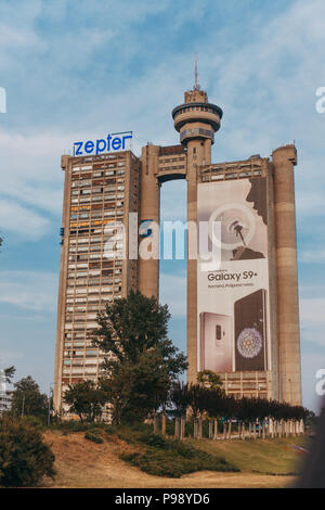 Western City Gate / Tour Genex, l'un des plus connus de 1960 / 1970 de l'architecture brutaliste à Belgrade, Serbie Banque D'Images