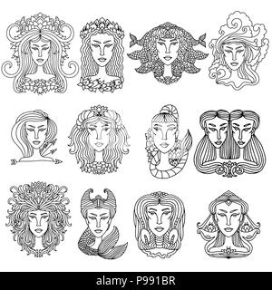 Signe du Zodiaque pour définir. Collection de l'horoscope. Vector Illustration. Illustration de Vecteur