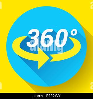 360 degrés sur l'icône vecteur connexe Illustration de Vecteur