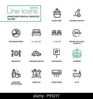 Apartment rental service - conception ligne icons set Illustration de Vecteur